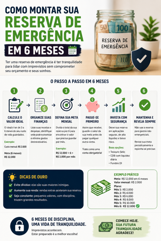 Como montar sua reserva de emergência em 6 meses