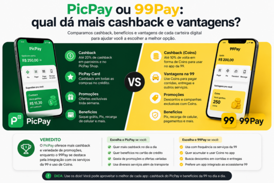 PicPay ou 99Pay: qual dá mais cashback e vantagens em 2026?