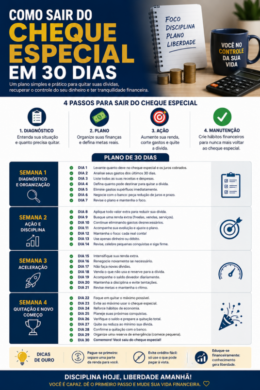 Como sair do cheque especial em 30 dias
