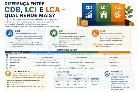 Diferença entre CDB, LCI e LCA – qual rende mais?